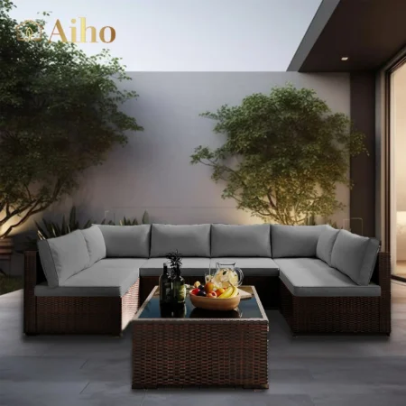 Bags Pack Rattan Patio Furniture Set , Outdoor Sectional Furniture Set
